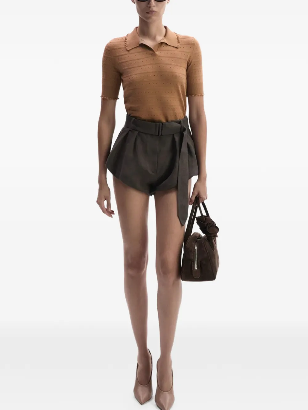 Magda Butrym Shorts met ceintuur Bruin