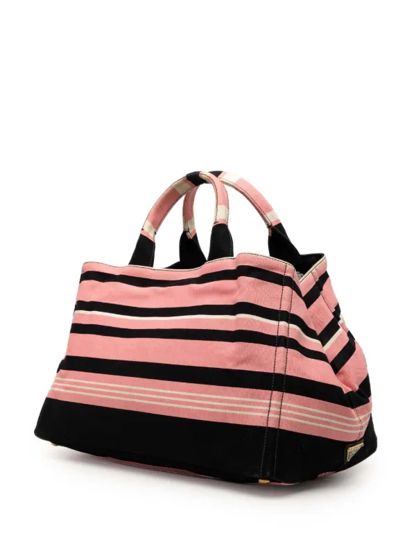 Prada Pre-Owned 2013-2025 ラージ キャンバス カナパ リゲ ストライプ 