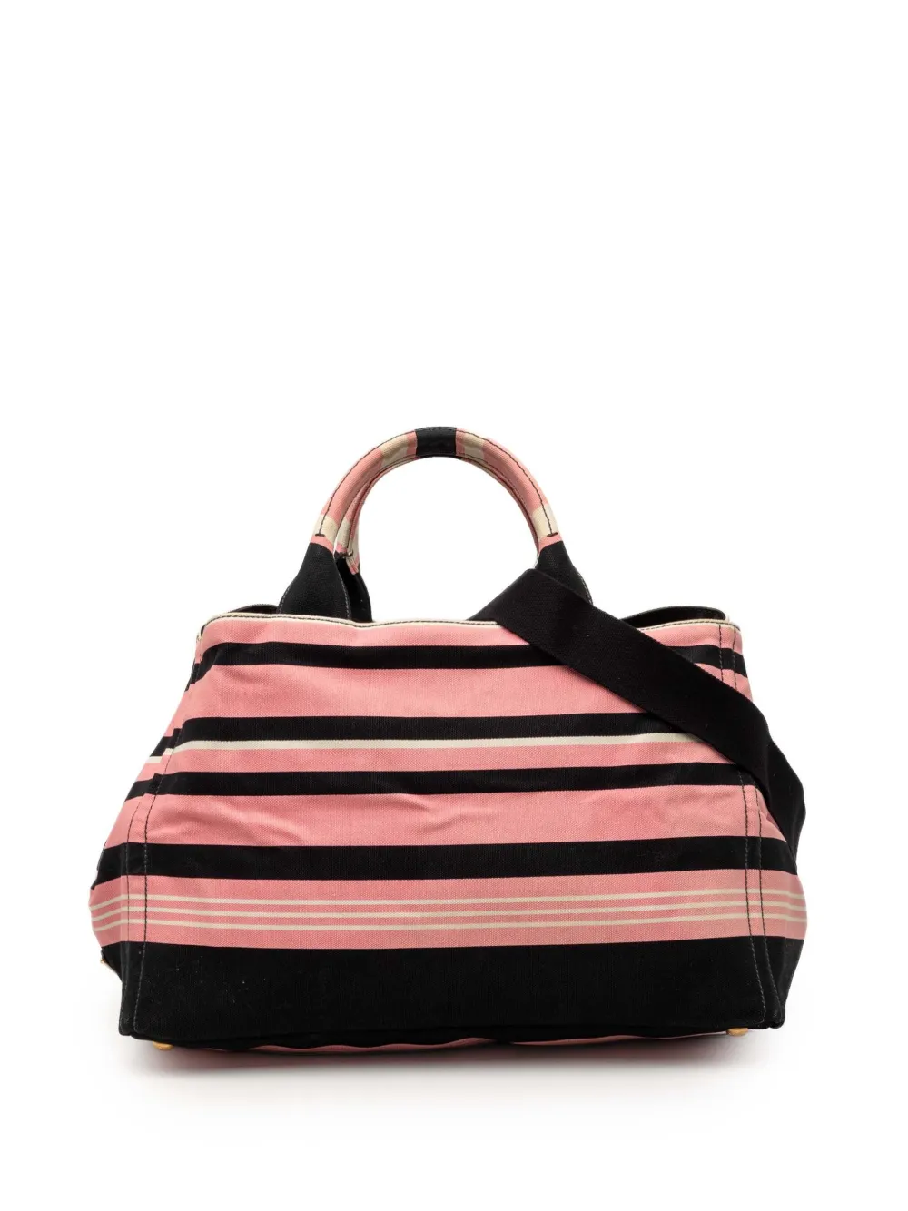 Prada Pre-Owned 2013-2025 Large Canvas Canapa Righe Striped satchel - Rosa