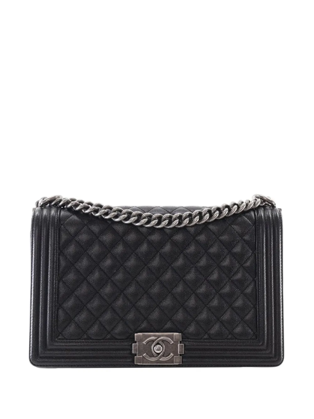 CHANEL Pre-Owned 2019 Medium Quilted Caviar Boy Flap crossbody bag - Nero