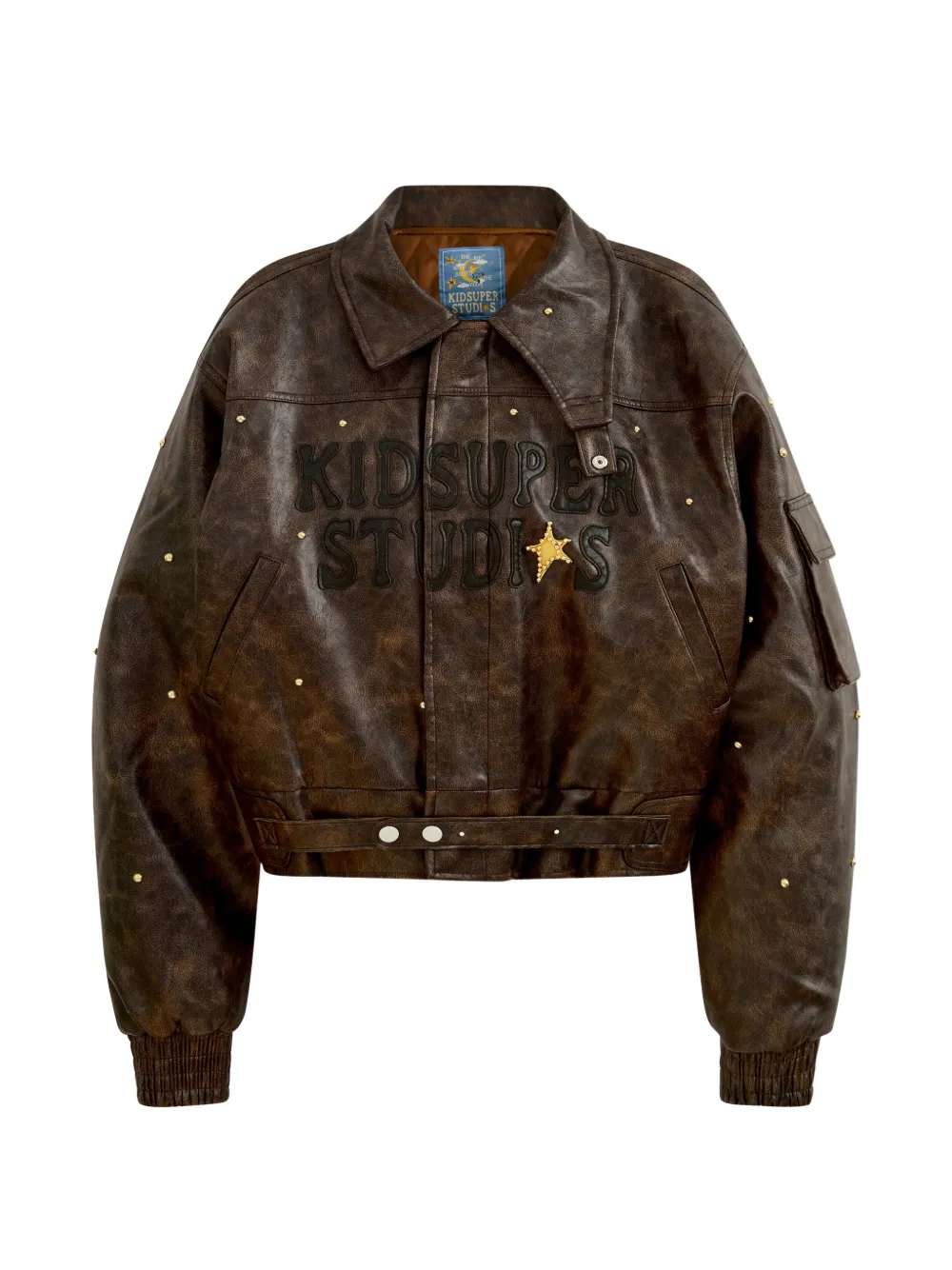 KidSuper appliqued studded jacket - Braun