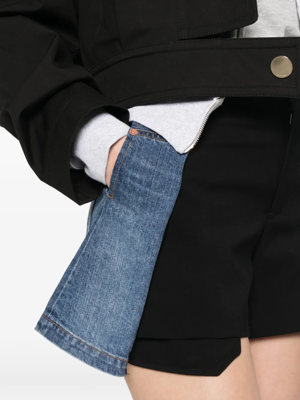sacai Shorts met denim vlak Zwart
