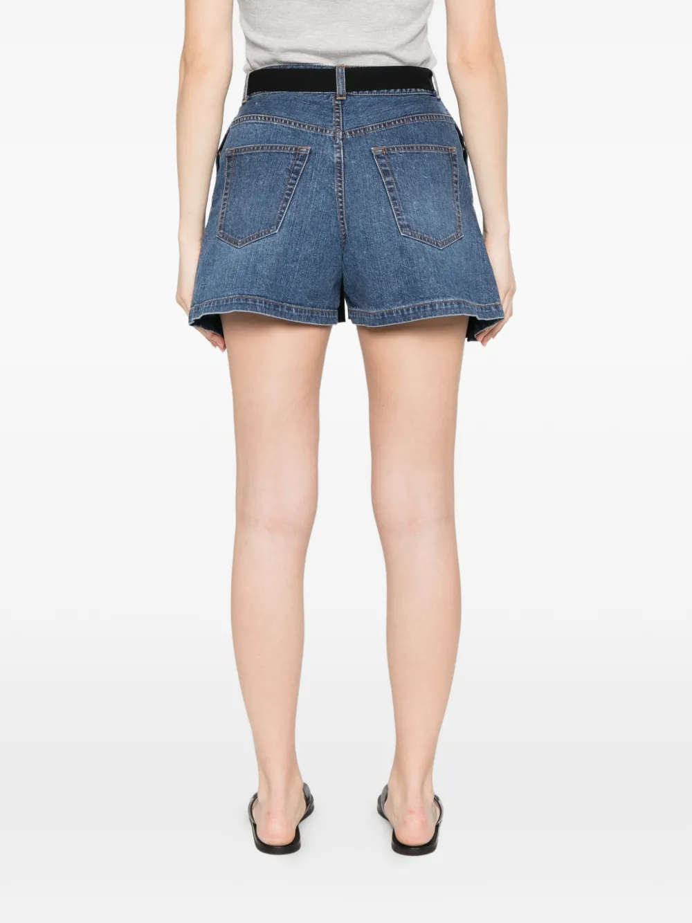 sacai Shorts met denim vlak Zwart