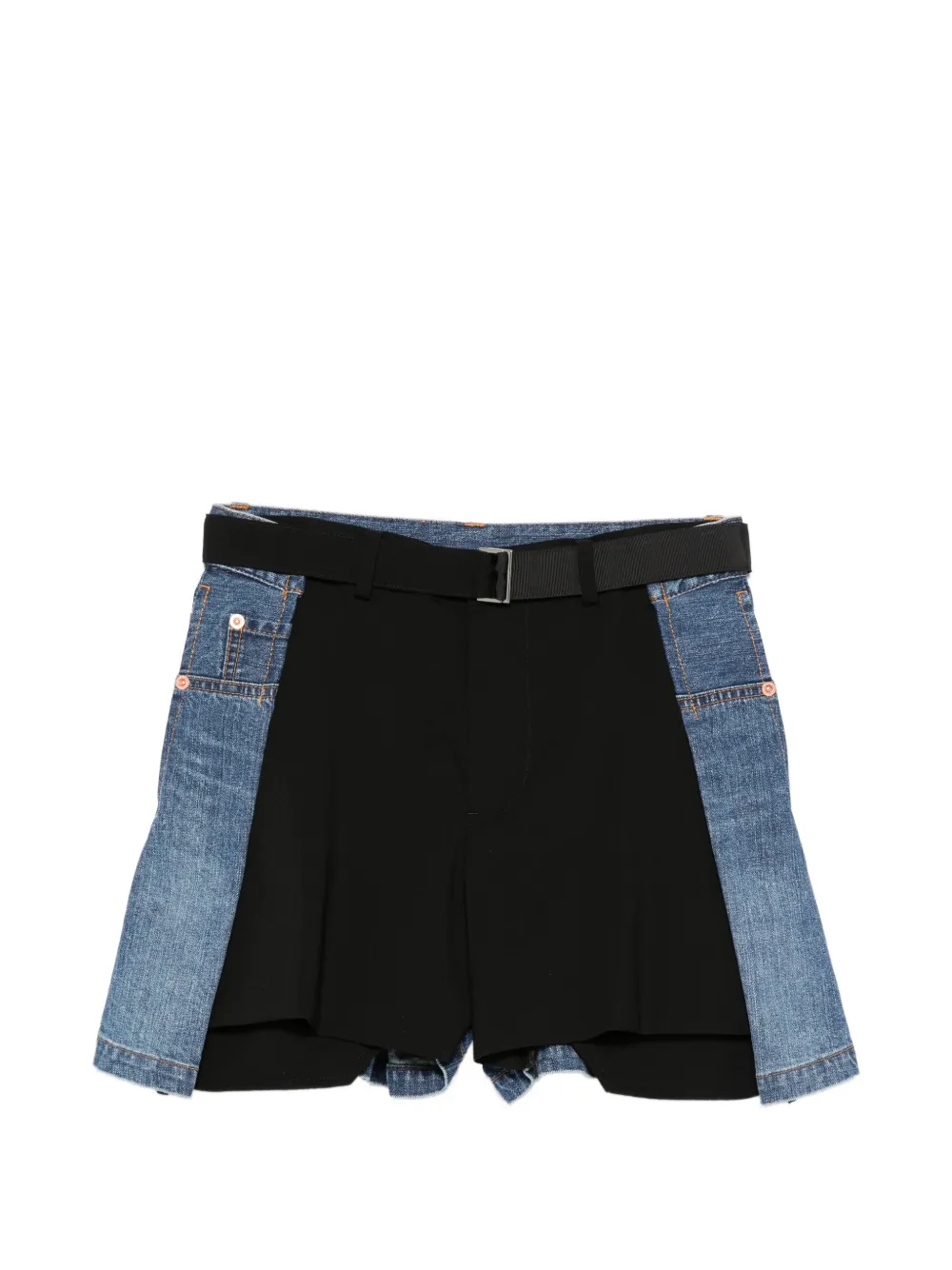 sacai denim-panel shorts - Nero