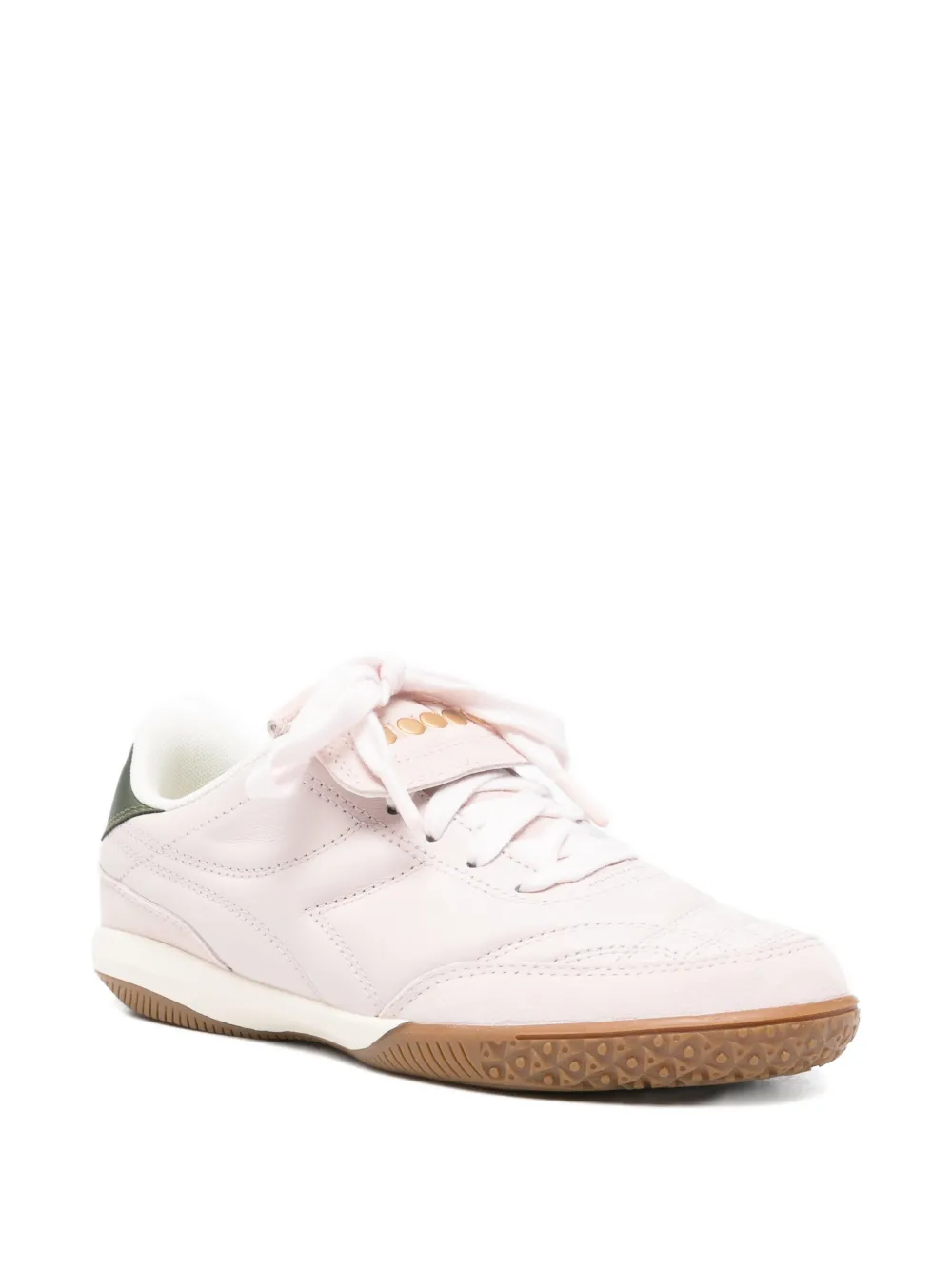 Diadora logo-embroidered leather sneakers Roze