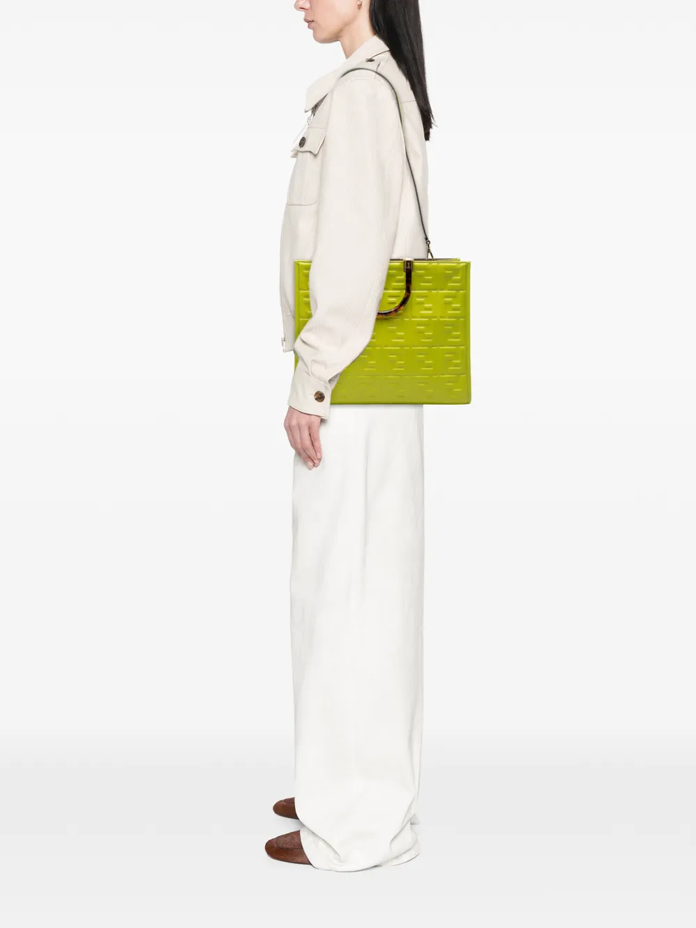  Fendi Pre-owned Bolso Shopper Sunshine Shopper Mediano De Piel En Relieve Con Motivo Zucca 2010-2025 - Verde 