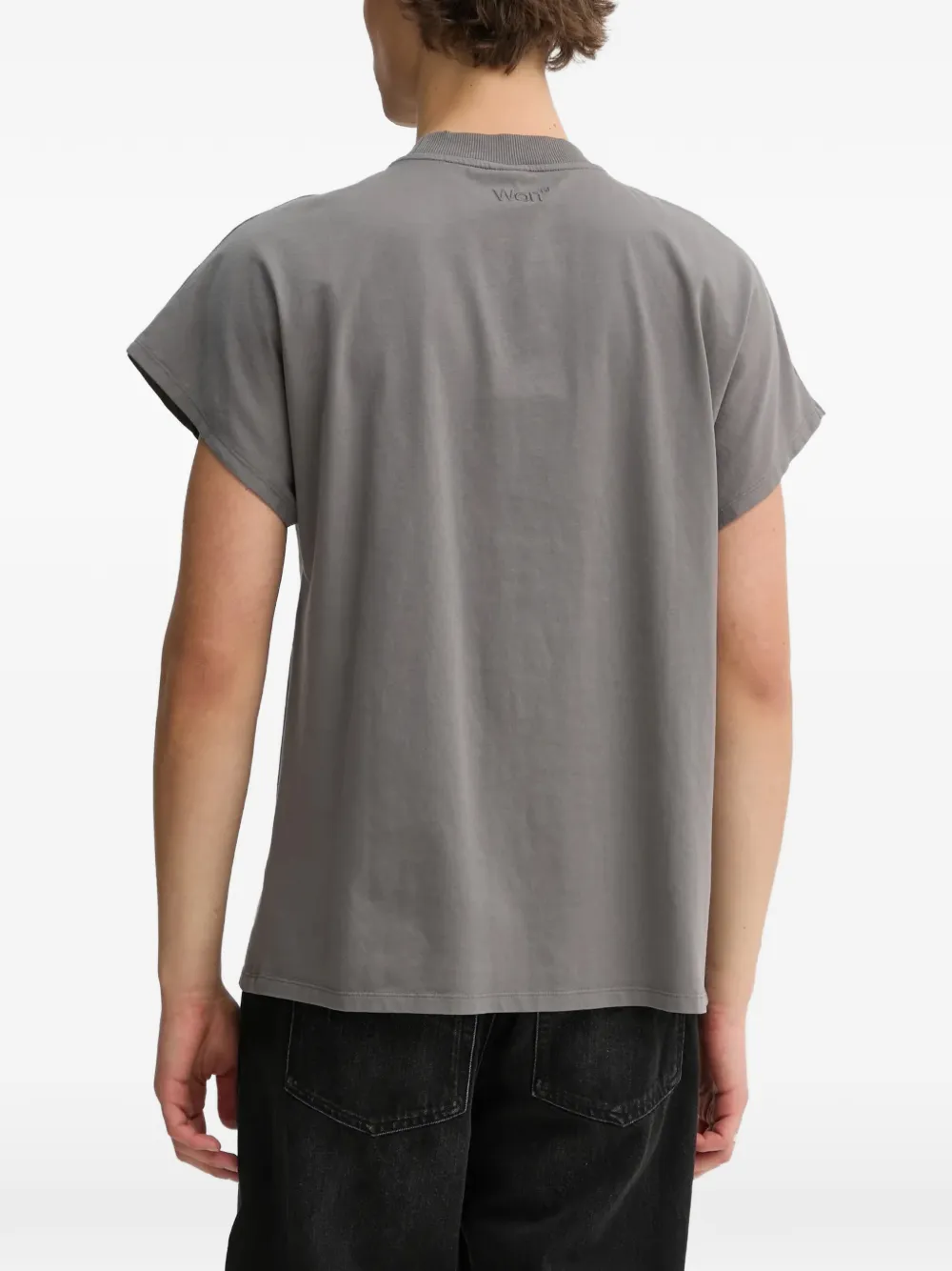 Won Hundred Creed T-shirt met geribbelde afwerking en kapmouwen Grijs