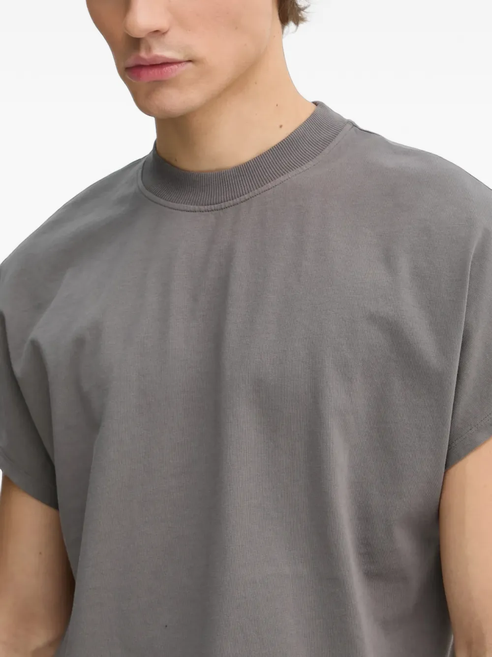 Won Hundred Creed T-shirt met geribbelde afwerking en kapmouwen Grijs