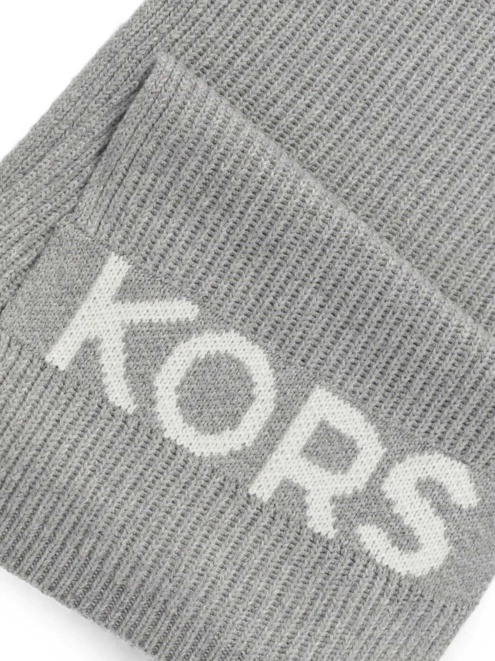 Michael Kors ribbed logo-intarsia scarf Grijs