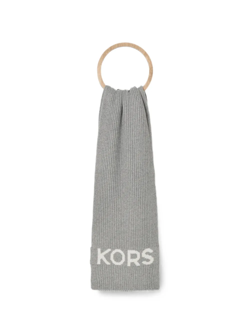 Michael Kors ribbed logo-intarsia scarf Grijs