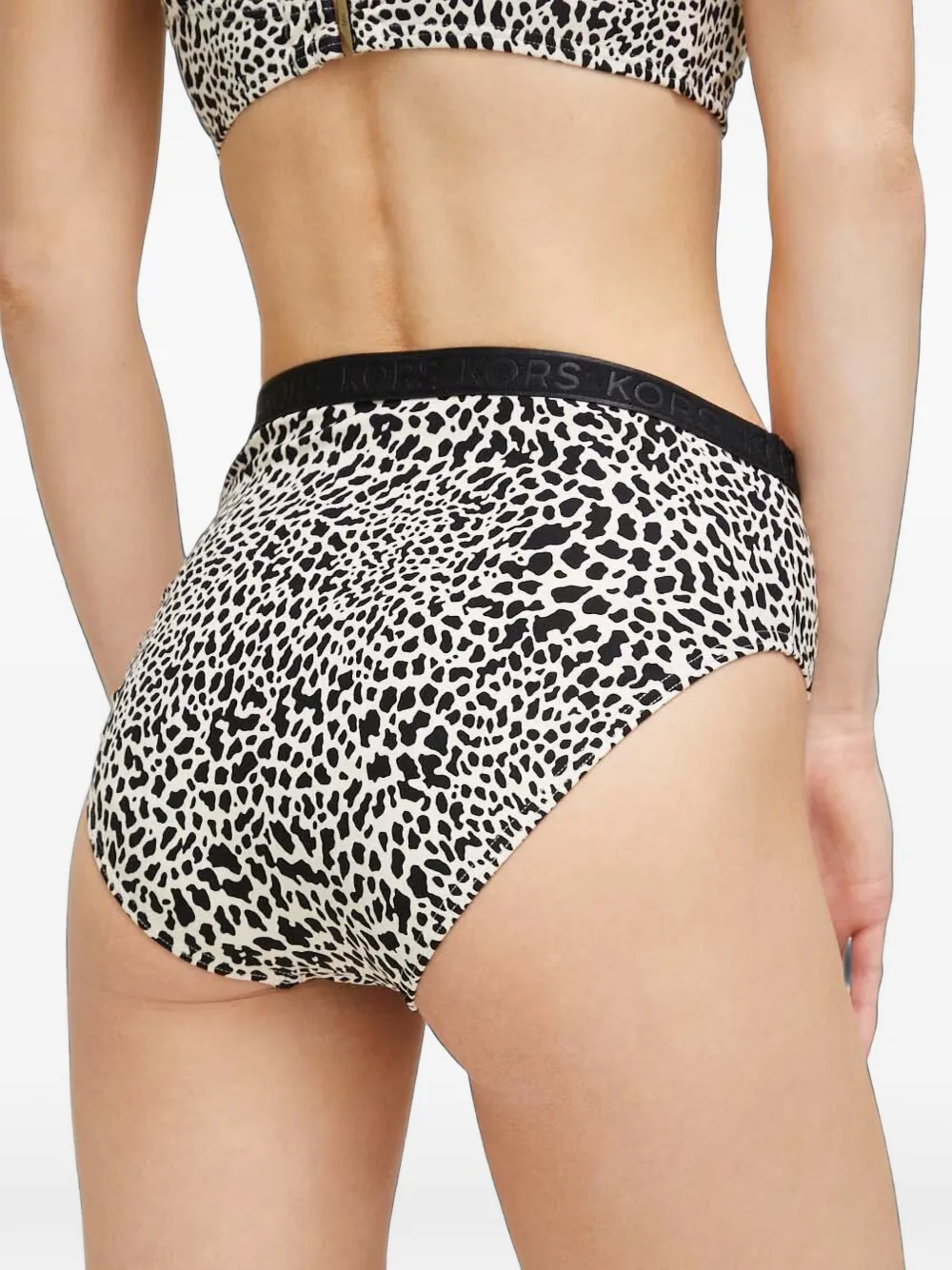 Michael Kors Bikinislip met luipaardprint en logoband Wit