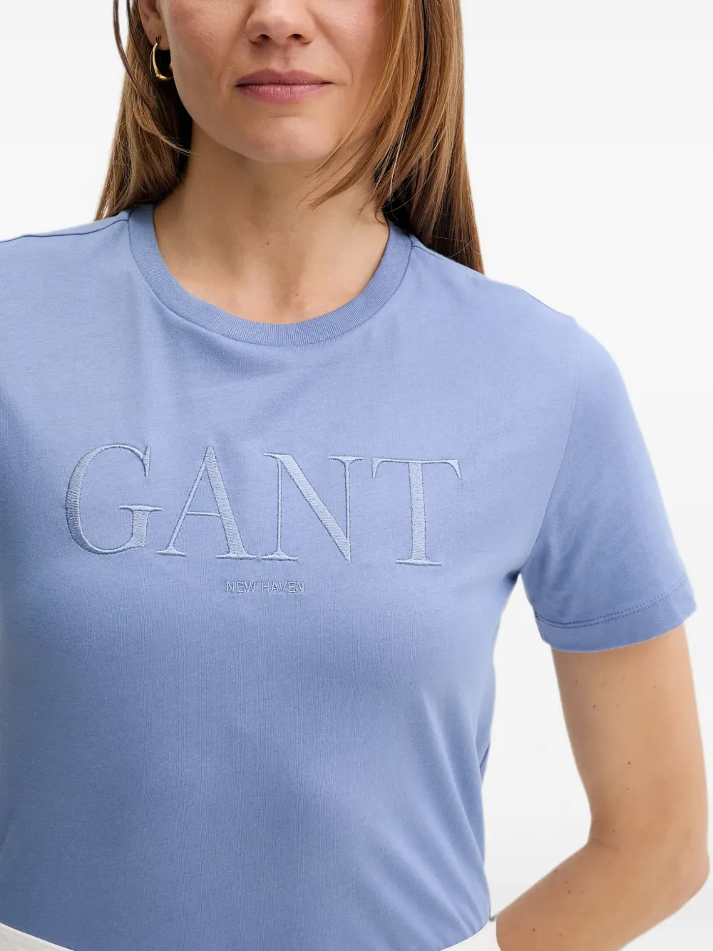 Gant T-shirt met geborduurd logo Blauw