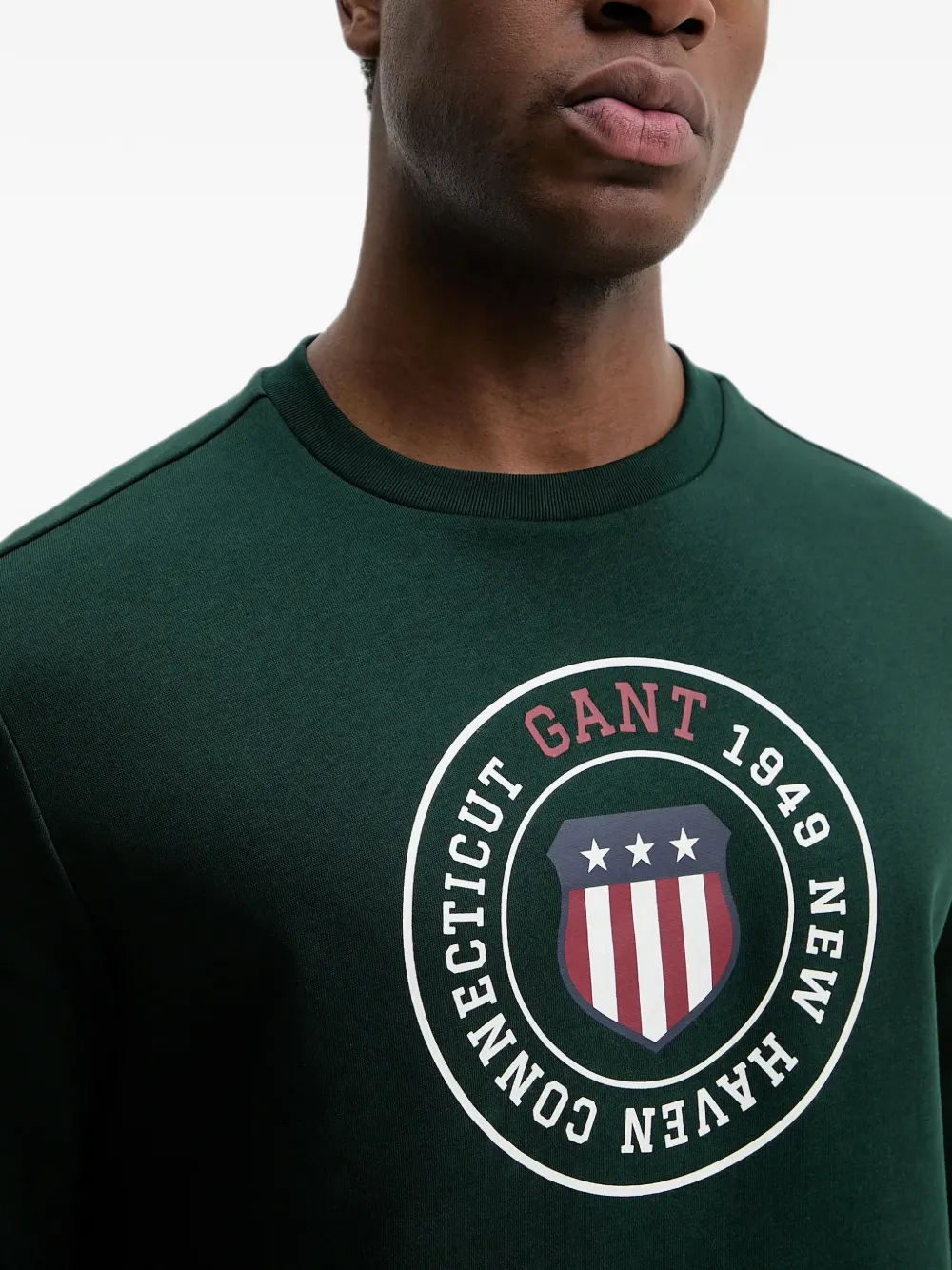 Gant logo-print crew-neck sweatshirt Groen