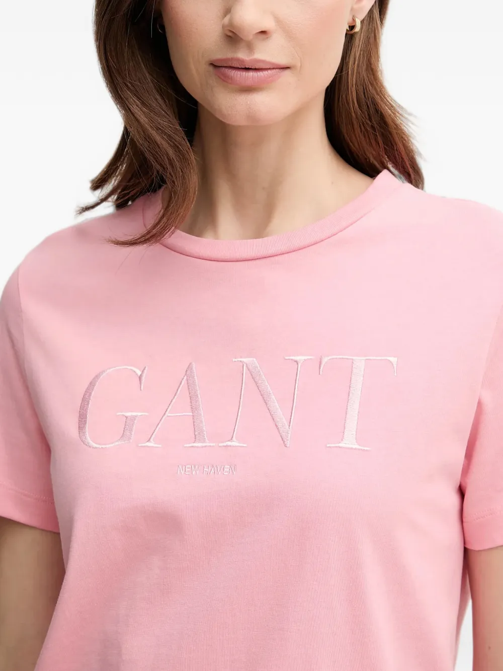 Gant logo-embroidered T-shirt Roze