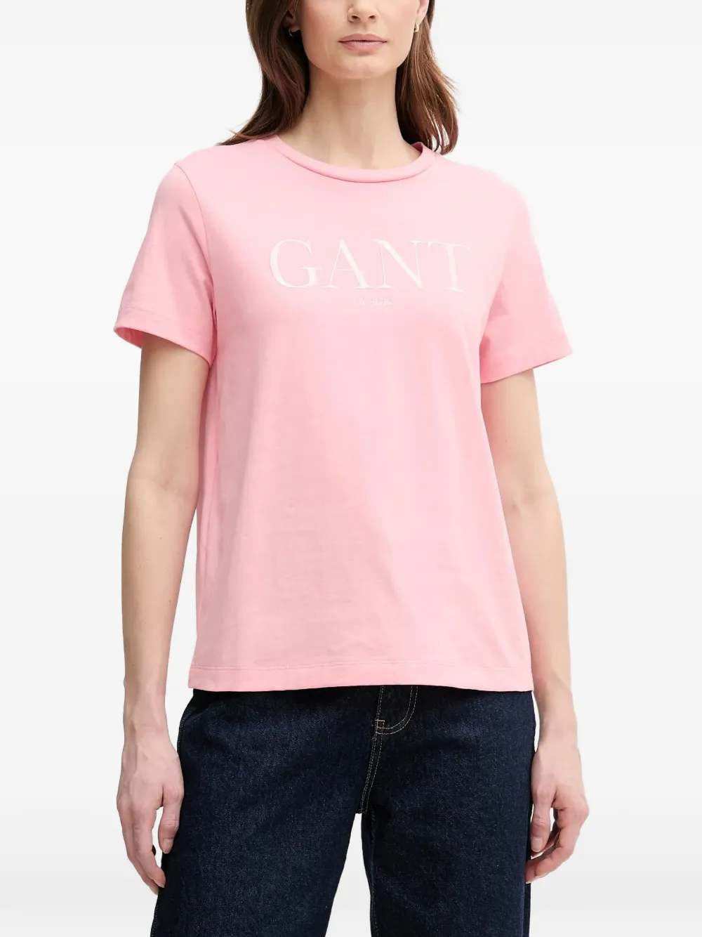 Gant logo-embroidered T-shirt - Rosa