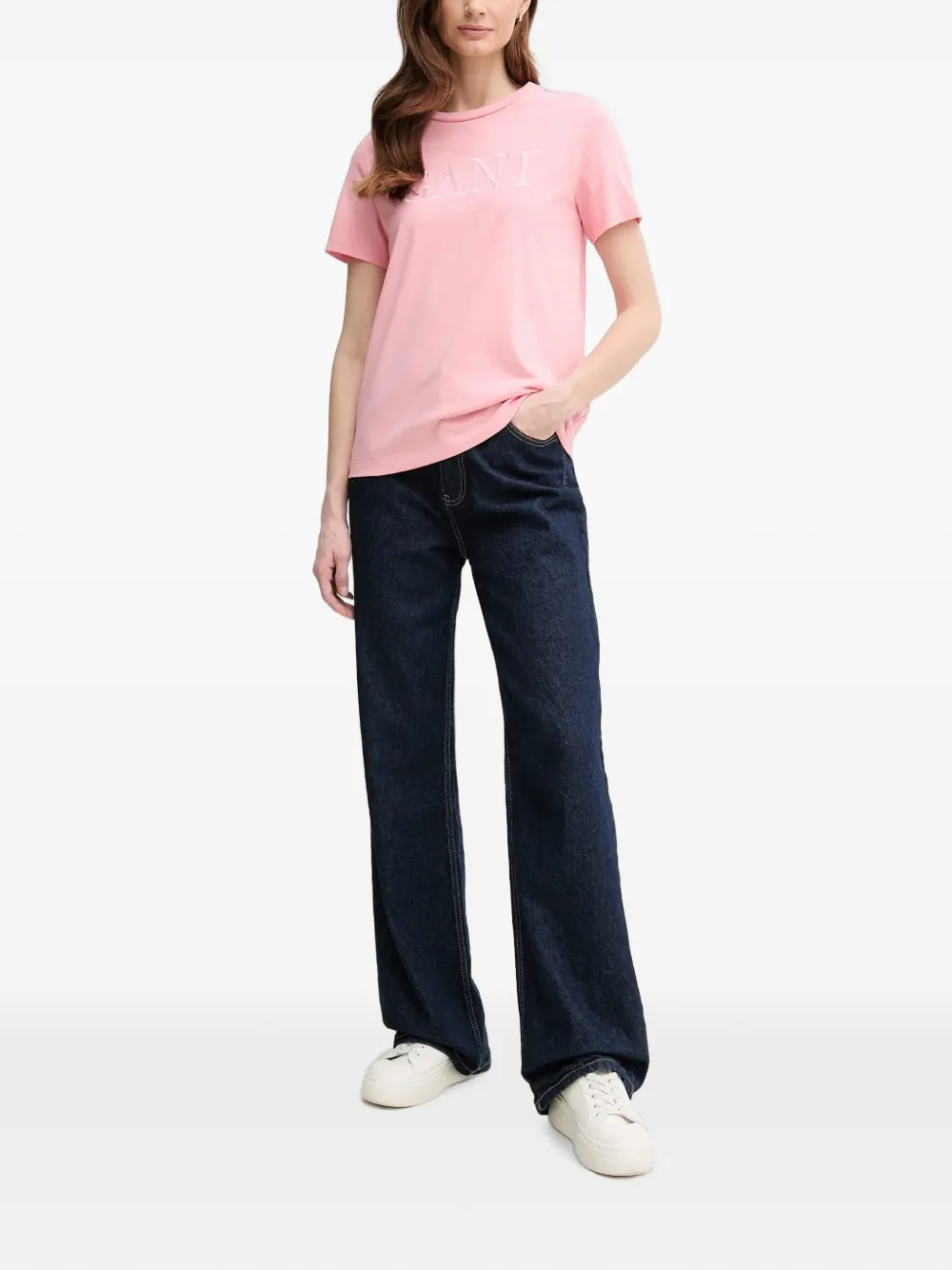 Gant logo-embroidered T-shirt Roze