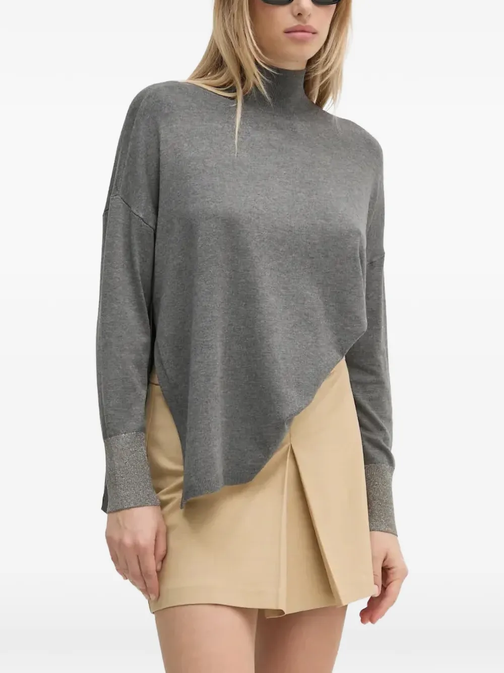 Gaudi high-neck asymmetric sweater - Grigio