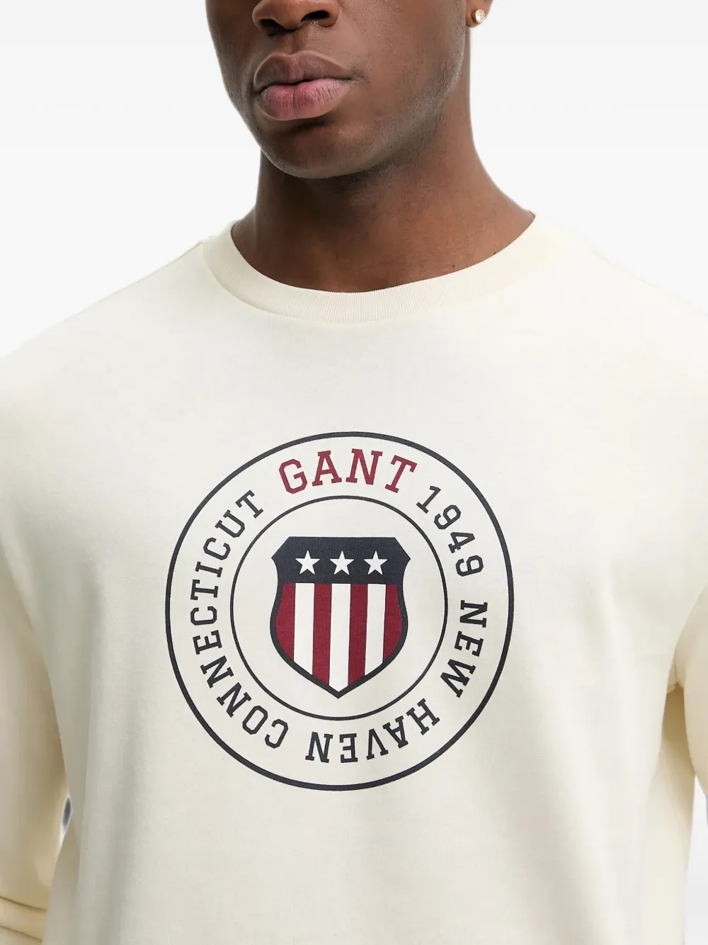 Gant Trui met grafische schild-print Beige