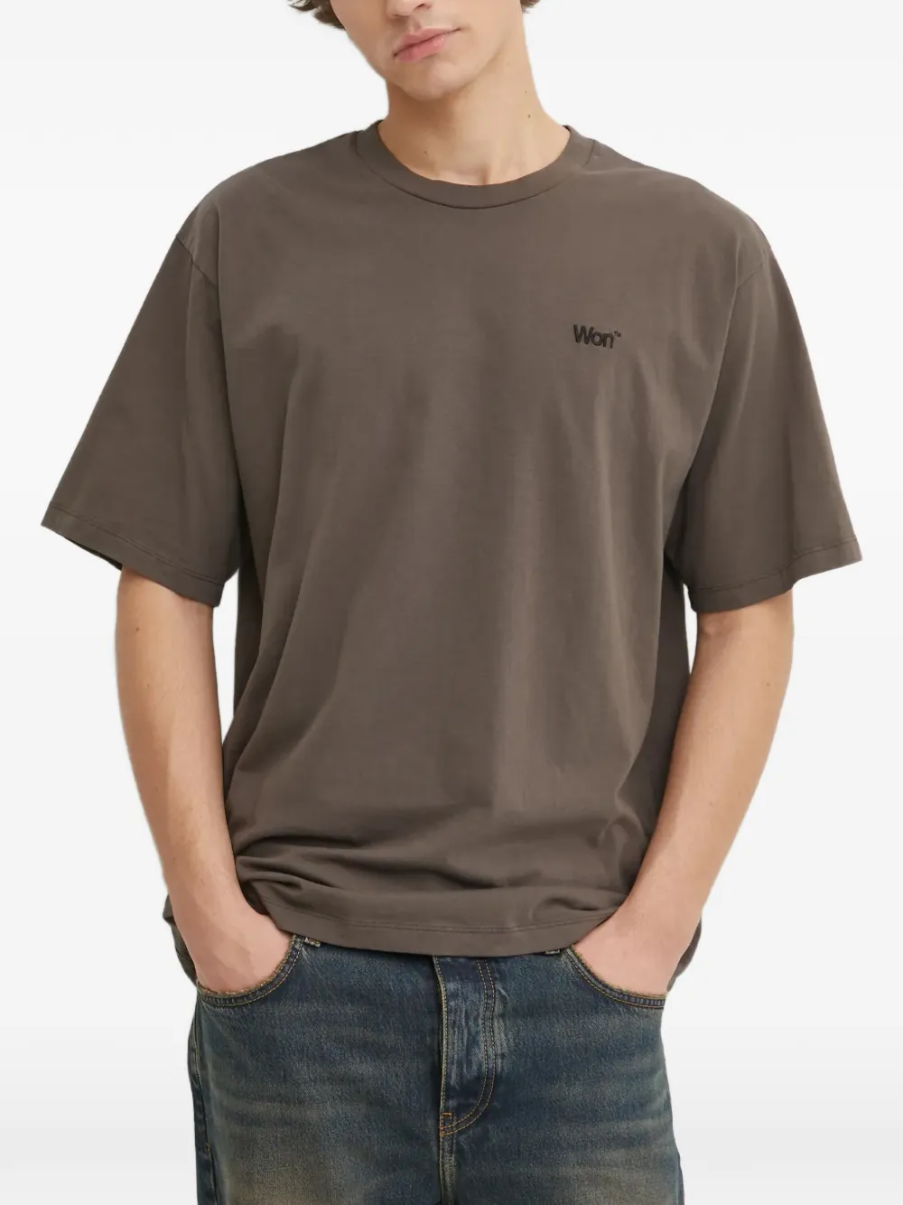 Won Hundred logo-detail T-shirt - Marron Won Hundred logo-detail T-shirt - Marron