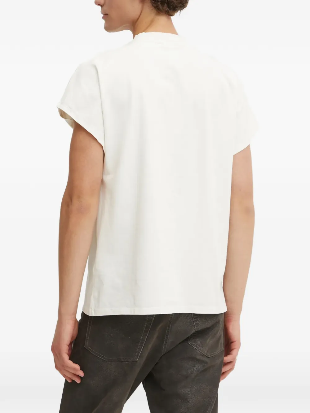 Won Hundred T-shirt met geribbelde afwerking en kapmouwen Wit