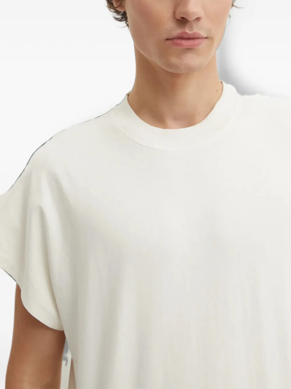 Won Hundred T-shirt met geribbelde afwerking en kapmouwen Wit