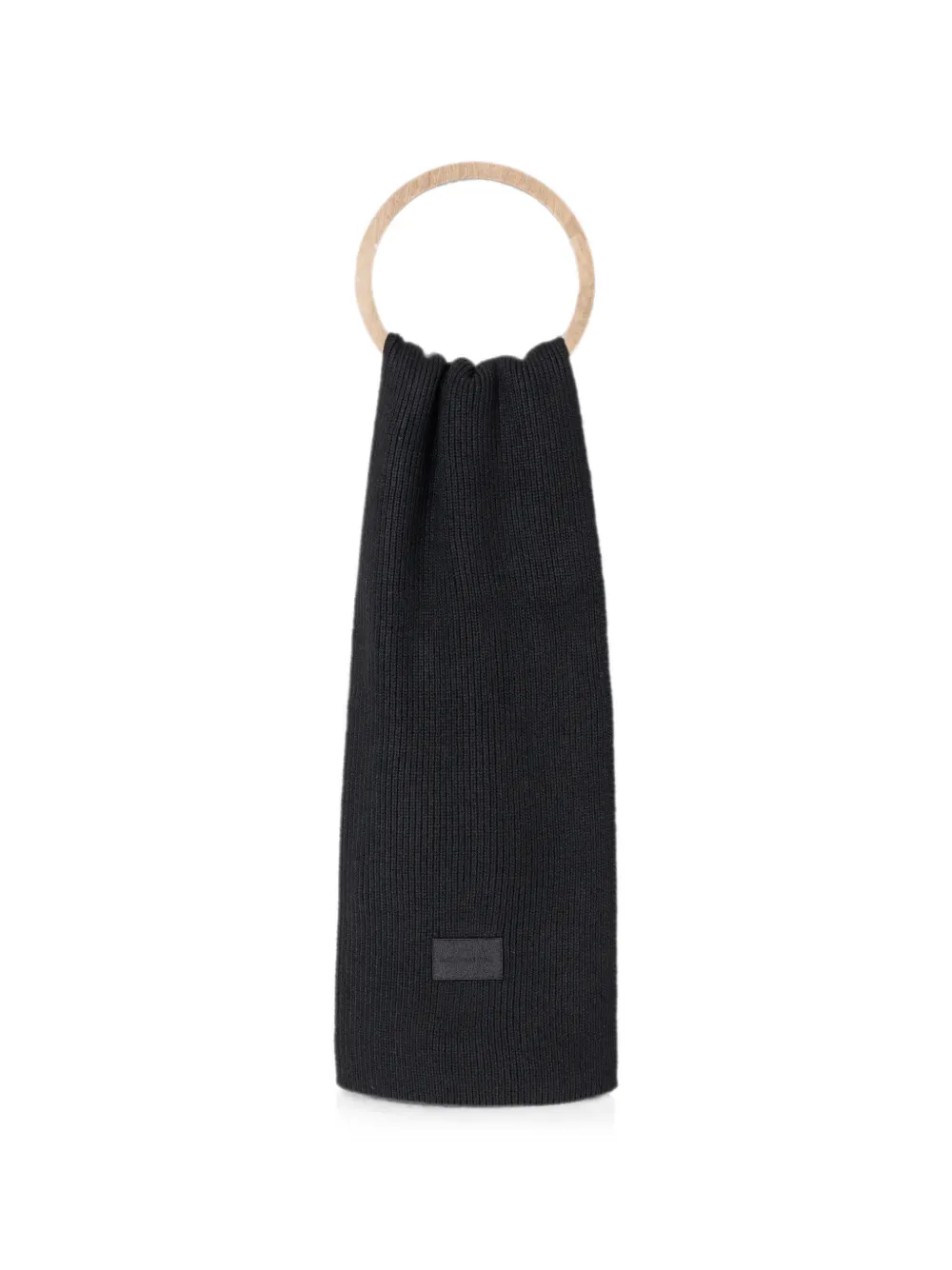 Michael Kors logo-patch ribbed-knit scarf Zwart