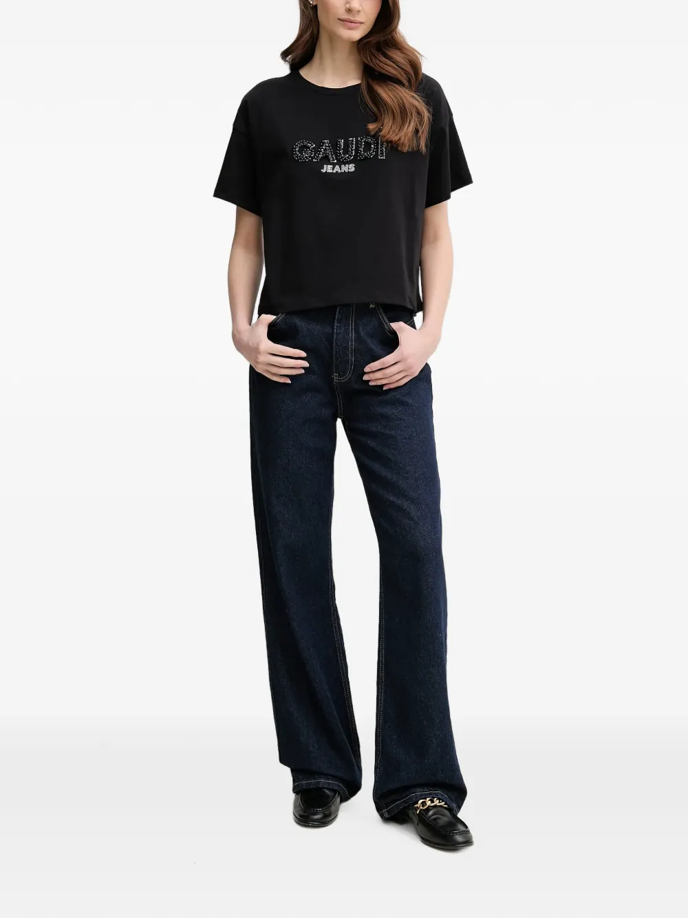 Gaudi Verfraaid T-shirt Zwart
