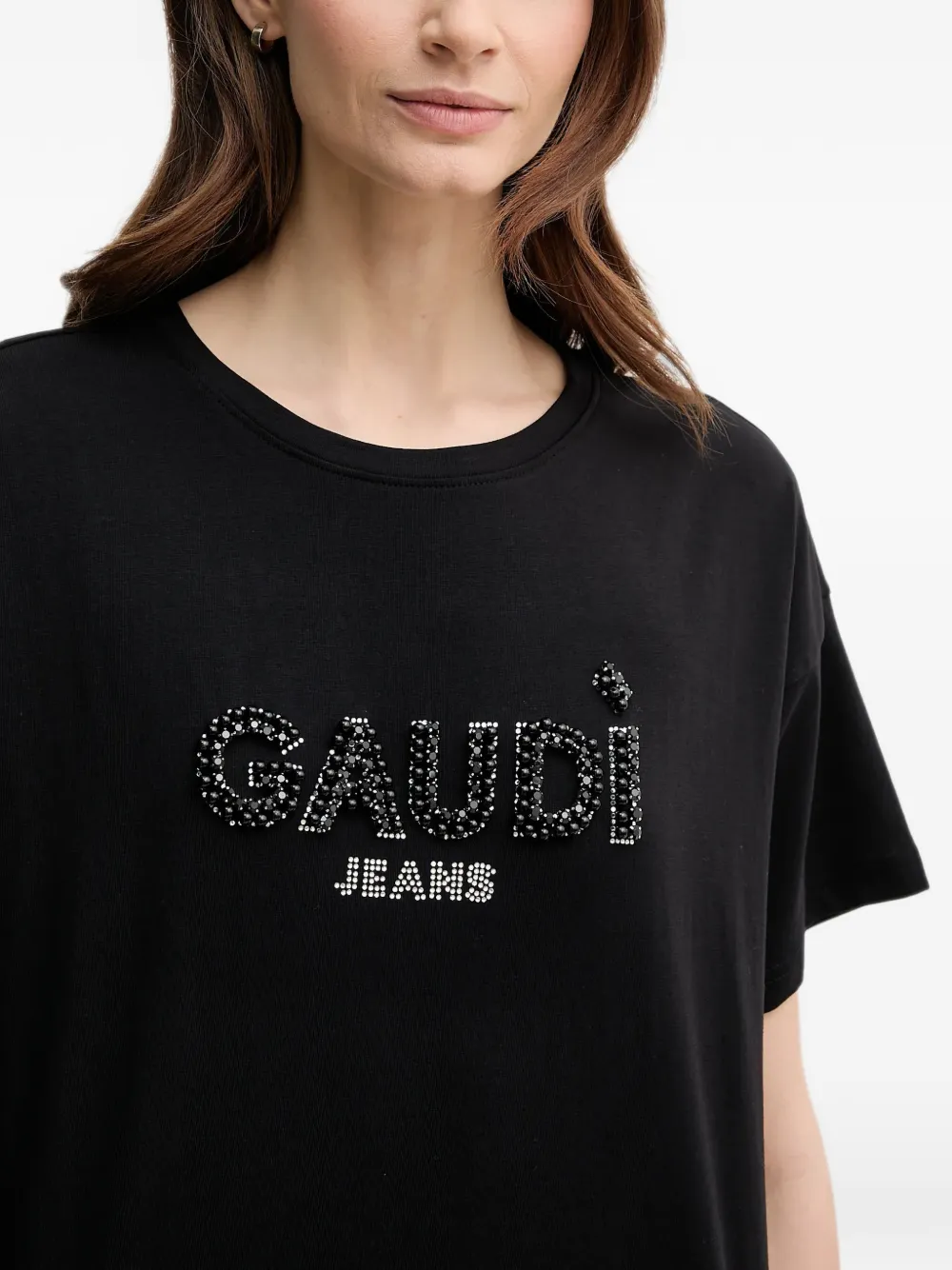 Gaudi Verfraaid T-shirt Zwart