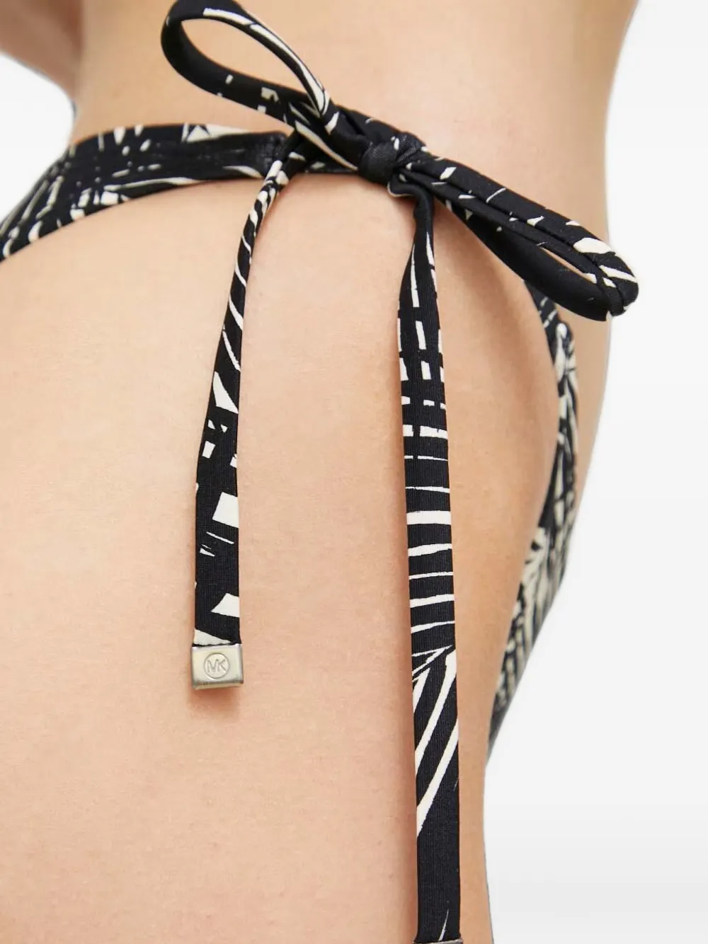 Michael Kors Bikinislip met gestrikte zijkant en palm-print Zwart