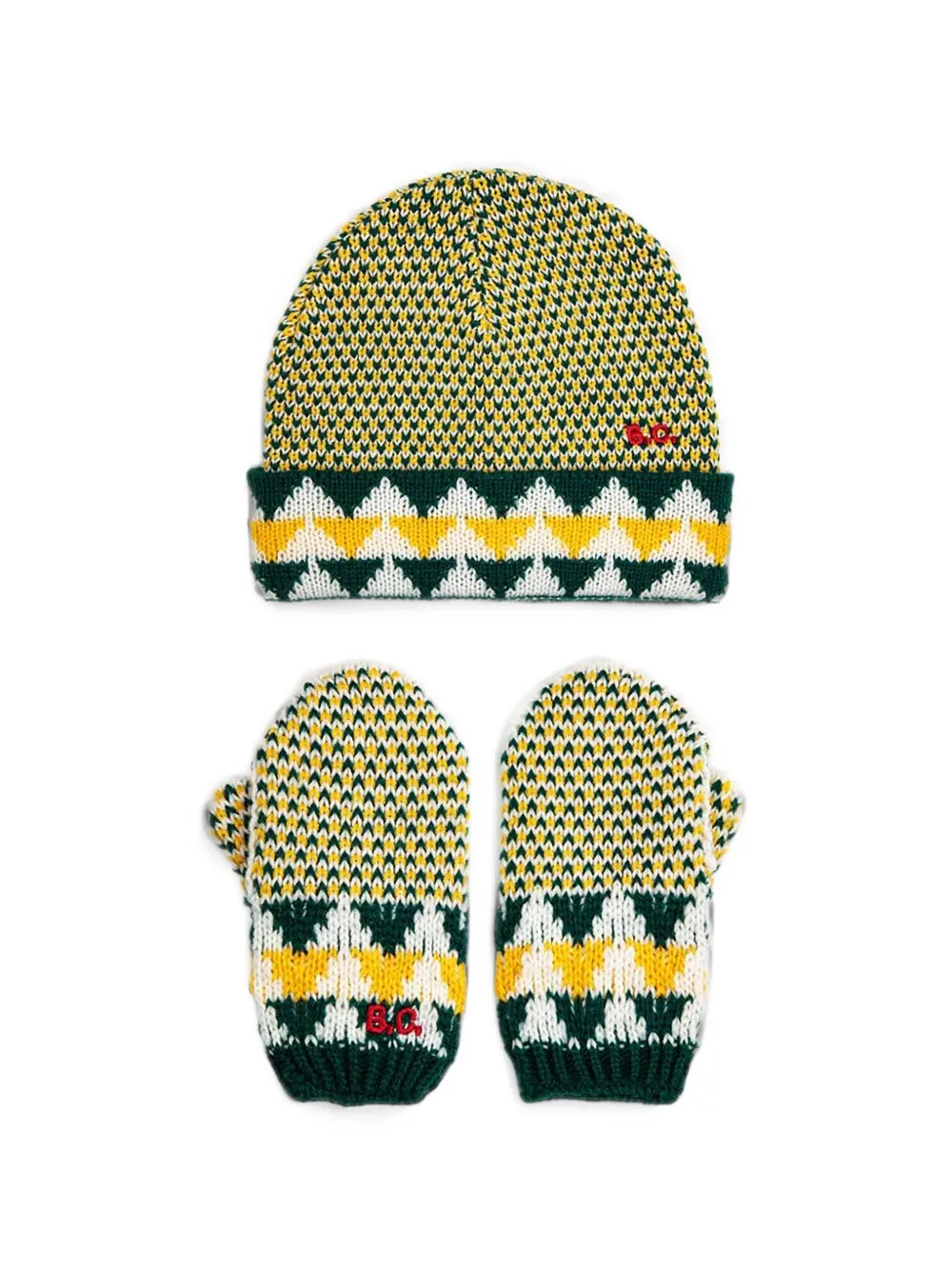 Bobo Choses geometric-pattern beanie hat (set of two) - Vert