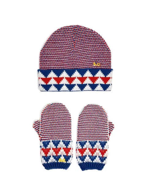 Bobo Choses patterned embroidered hat and mittens set