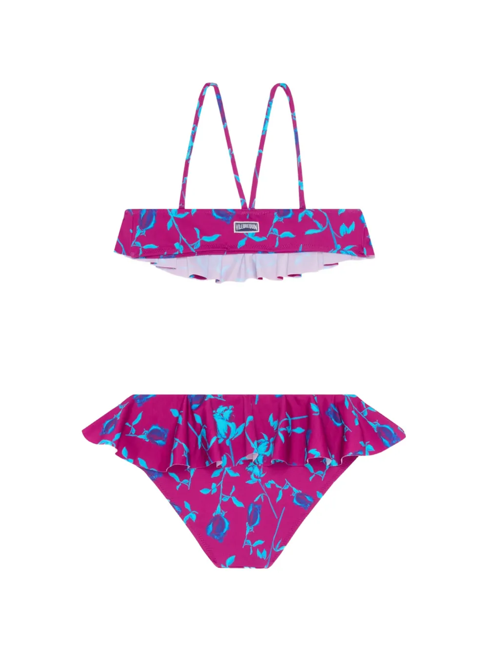 Vilebrequin Kids Bikini met ruches en bloemenprint Roze