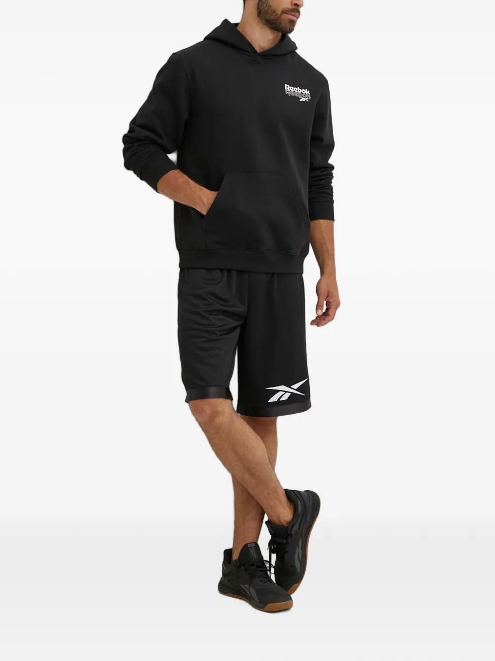 Reebok logo-print hoodie Zwart