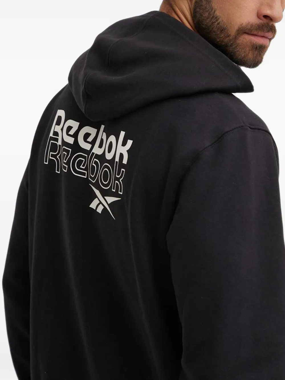 Reebok logo-print hoodie Zwart