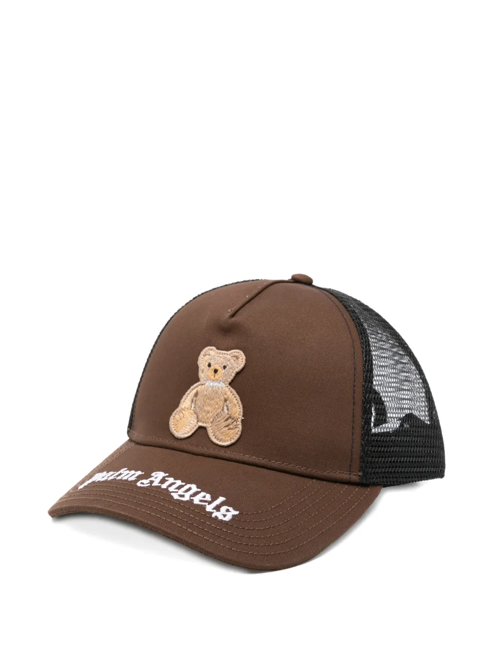 Palm Angels teddy-embroidered trucker cap - Marrone