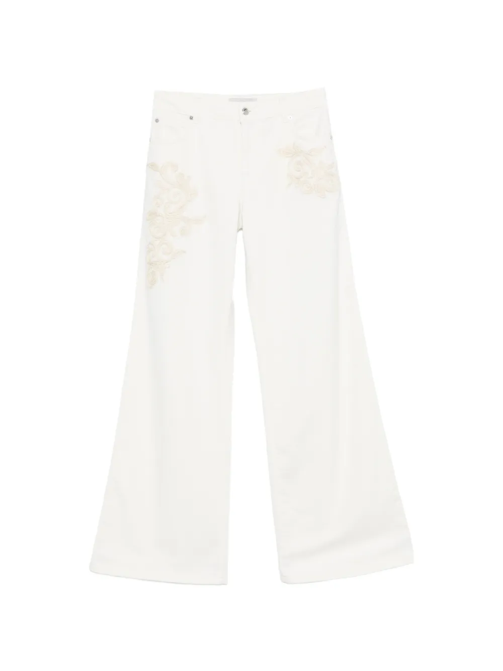 ERMANNO FIRENZE floral-embroidered jeans - Weiß