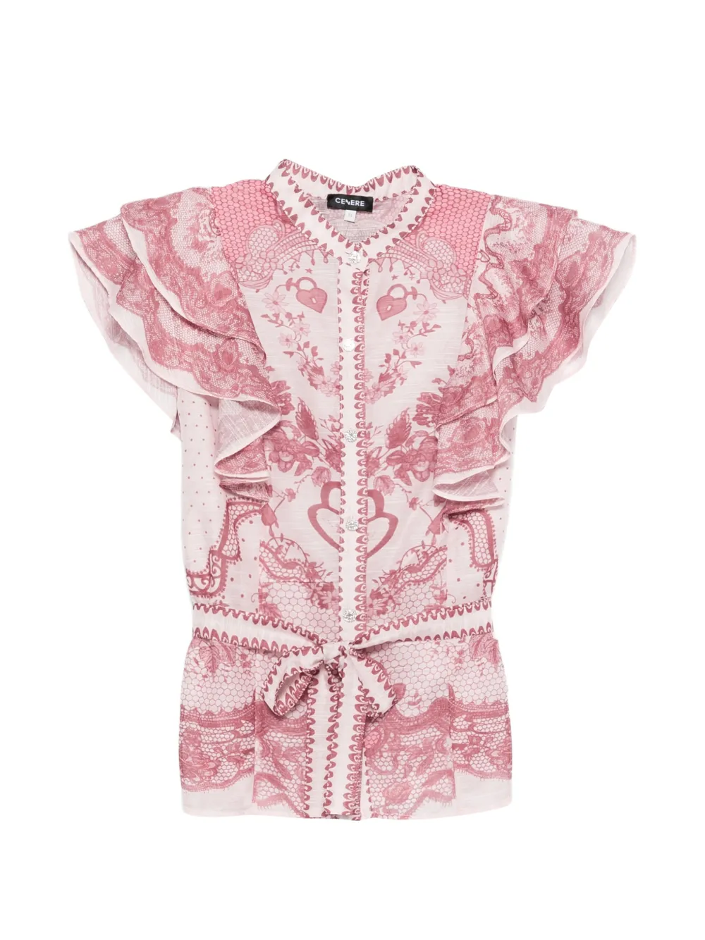 Cenere GB ruffled graphic-print blouse - Rosa