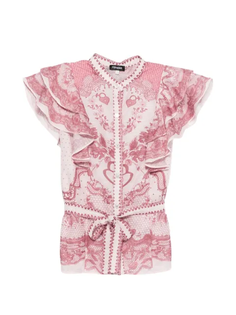 Cenere GB ruffled graphic-print blouse