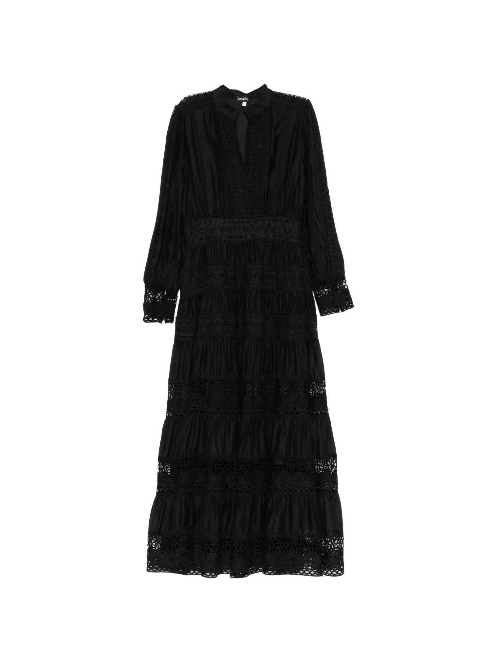 Cenere GB lace-trim tiered maxi dress - Nero