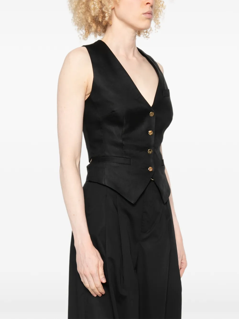 Elisabetta Franchi Gilet met knopen Zwart