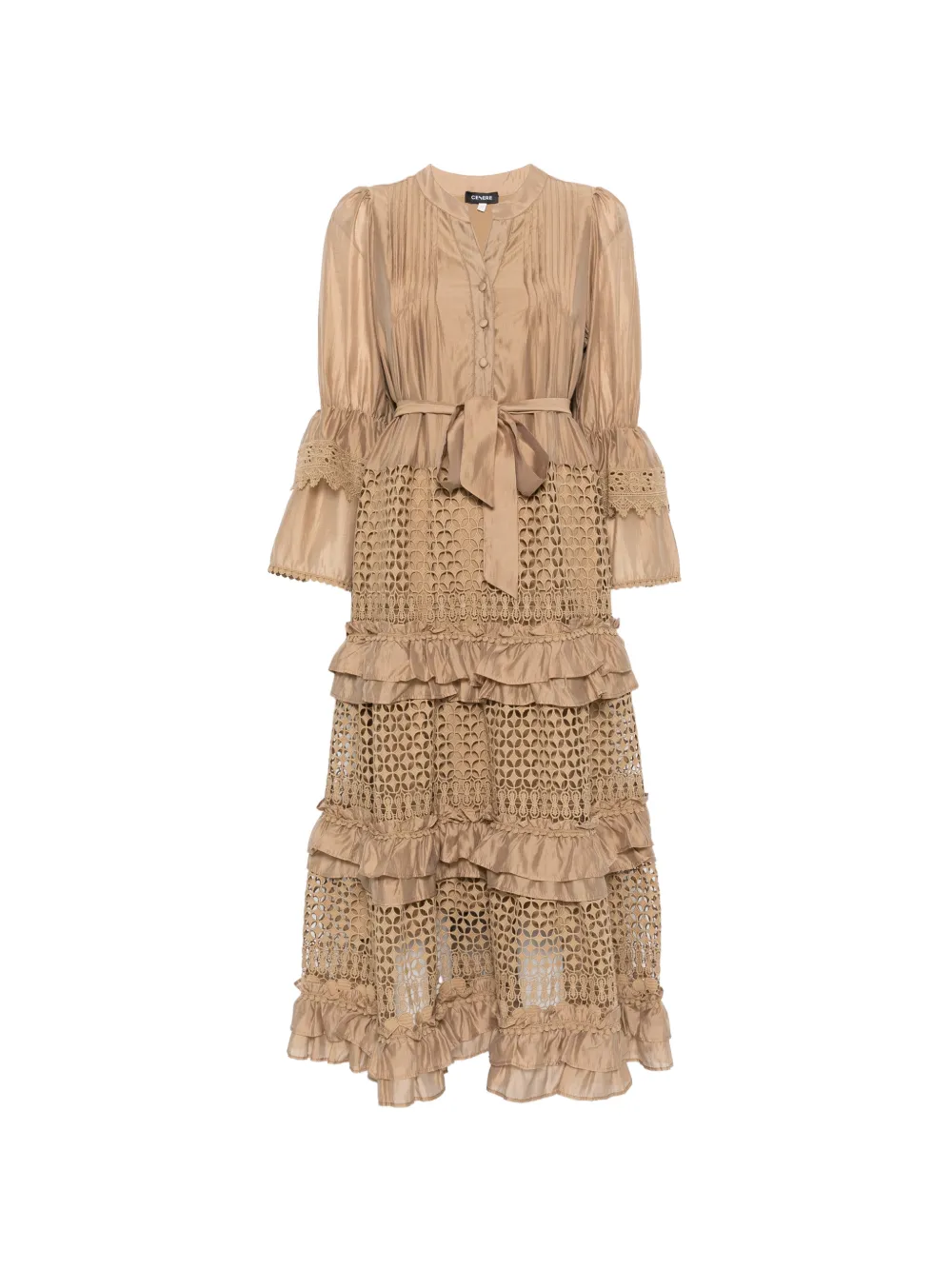 Cenere GB broderie anglaise ruffled midi dress - Toni neutri