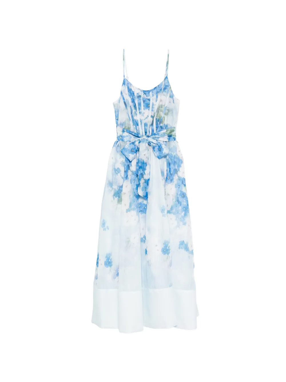 Cenere Floral-print Pleated Dress In White