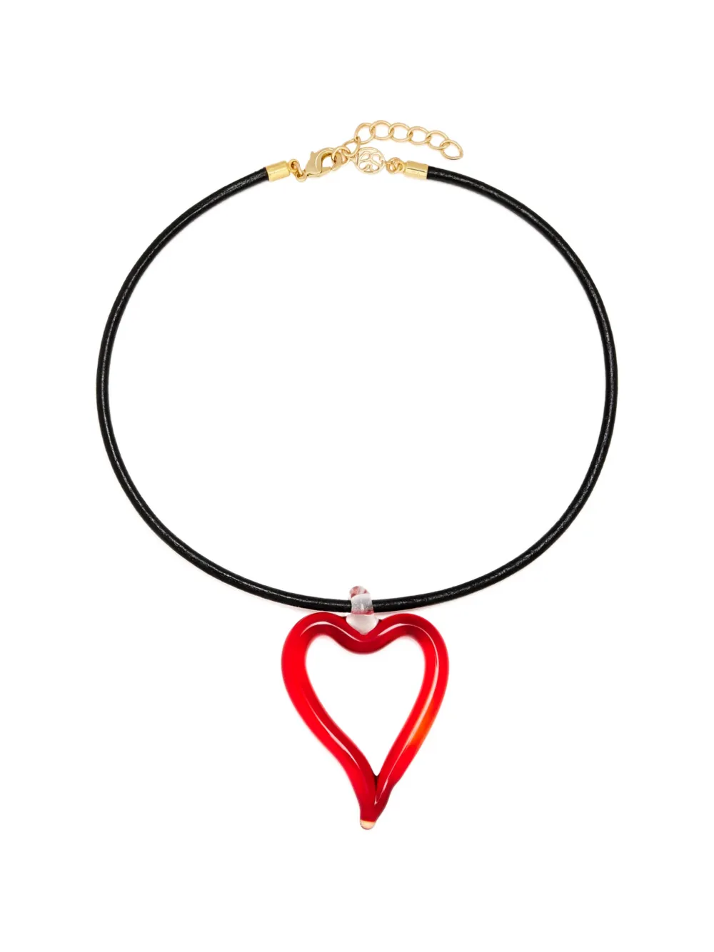 Sandralexandra heart-pendant leather necklace - Rosso