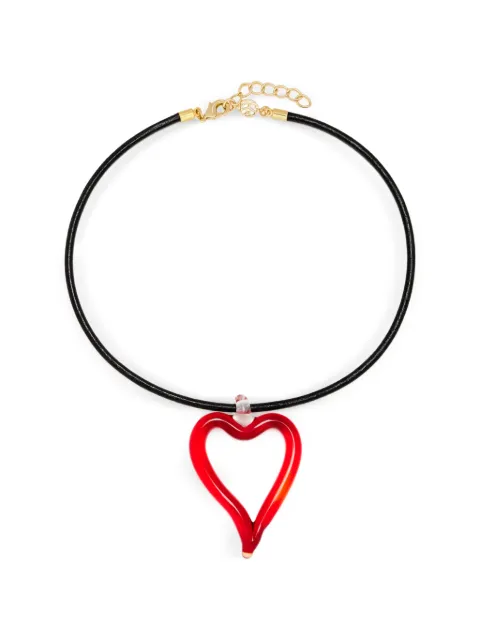 Sandralexandra heart-pendant leather necklace