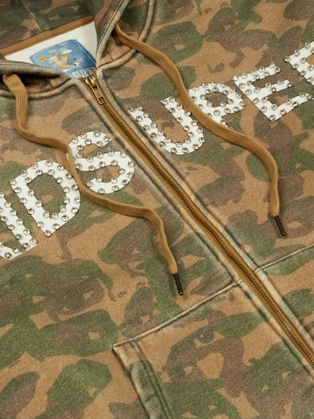 KidSuper Face Camo hoodie verfraaid met studs Beige