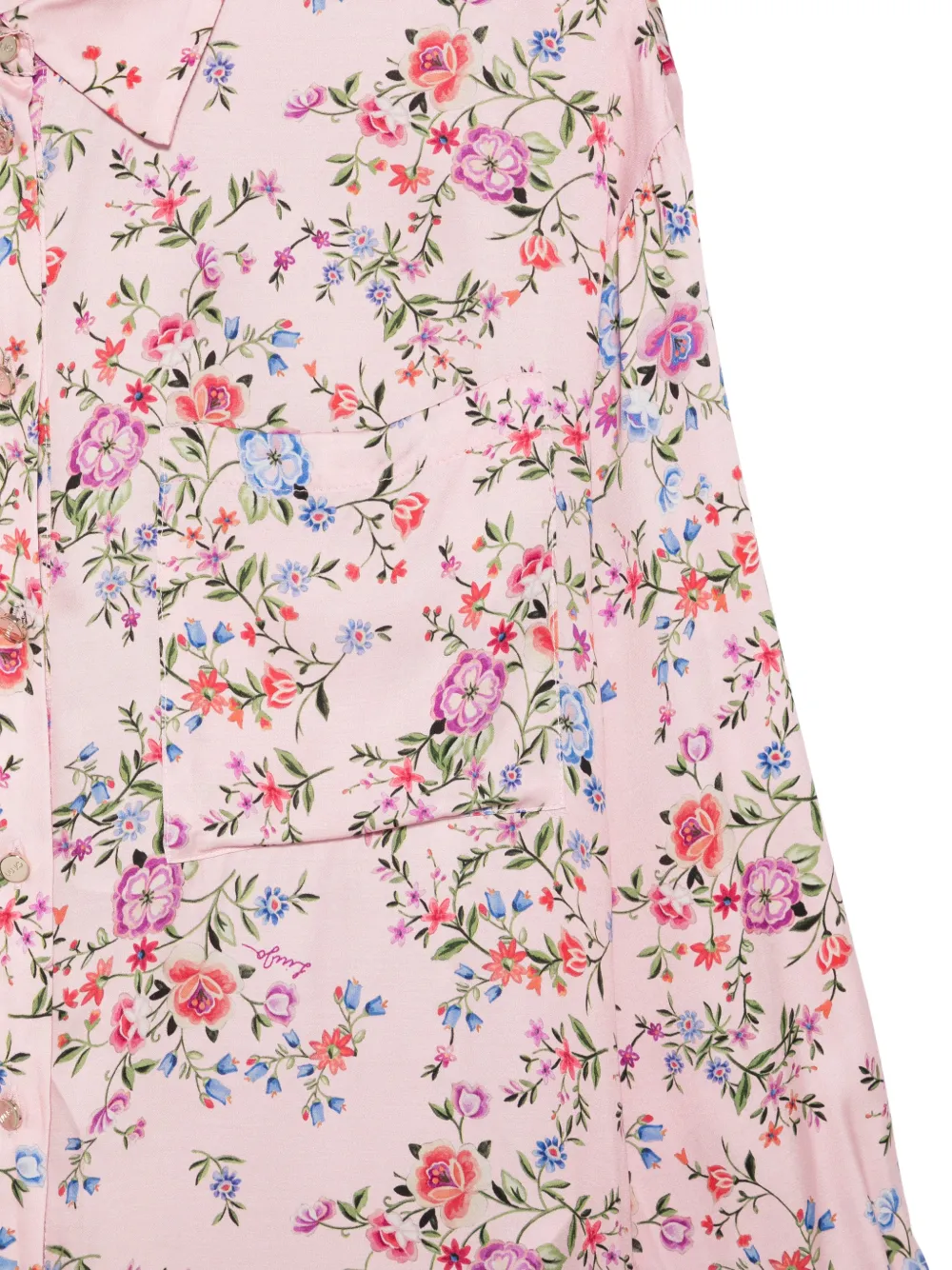 LIU JO Satijnen blouse met bloemen Roze
