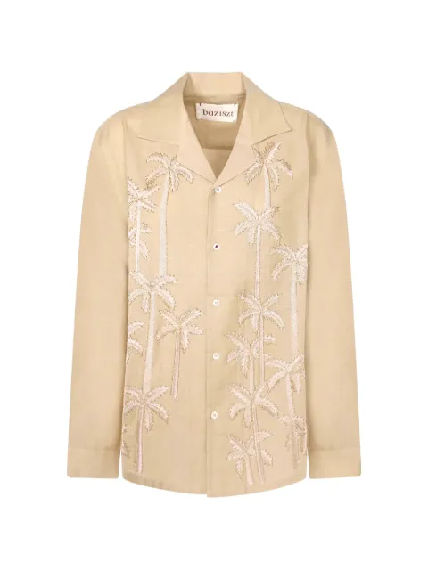 Baziszt palm-tree embroidered shirt