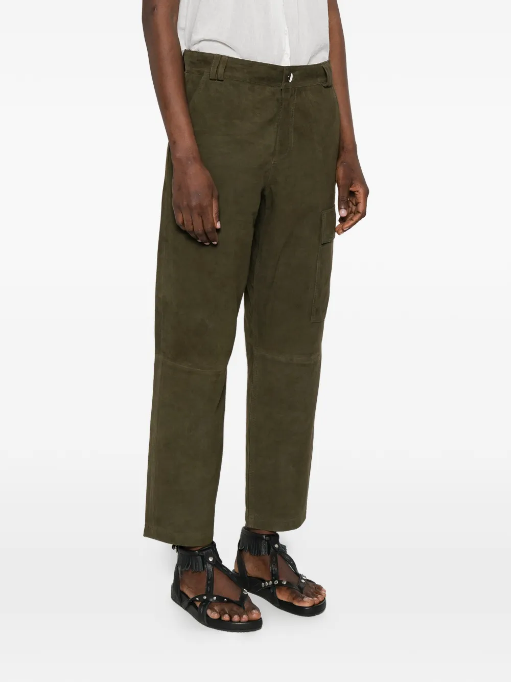  Ba&sh Pantalones De Piel - Verde 