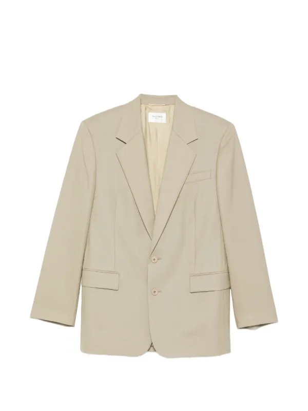Saint Laurent Single-breasted Jacket in Wool and Silk in Green