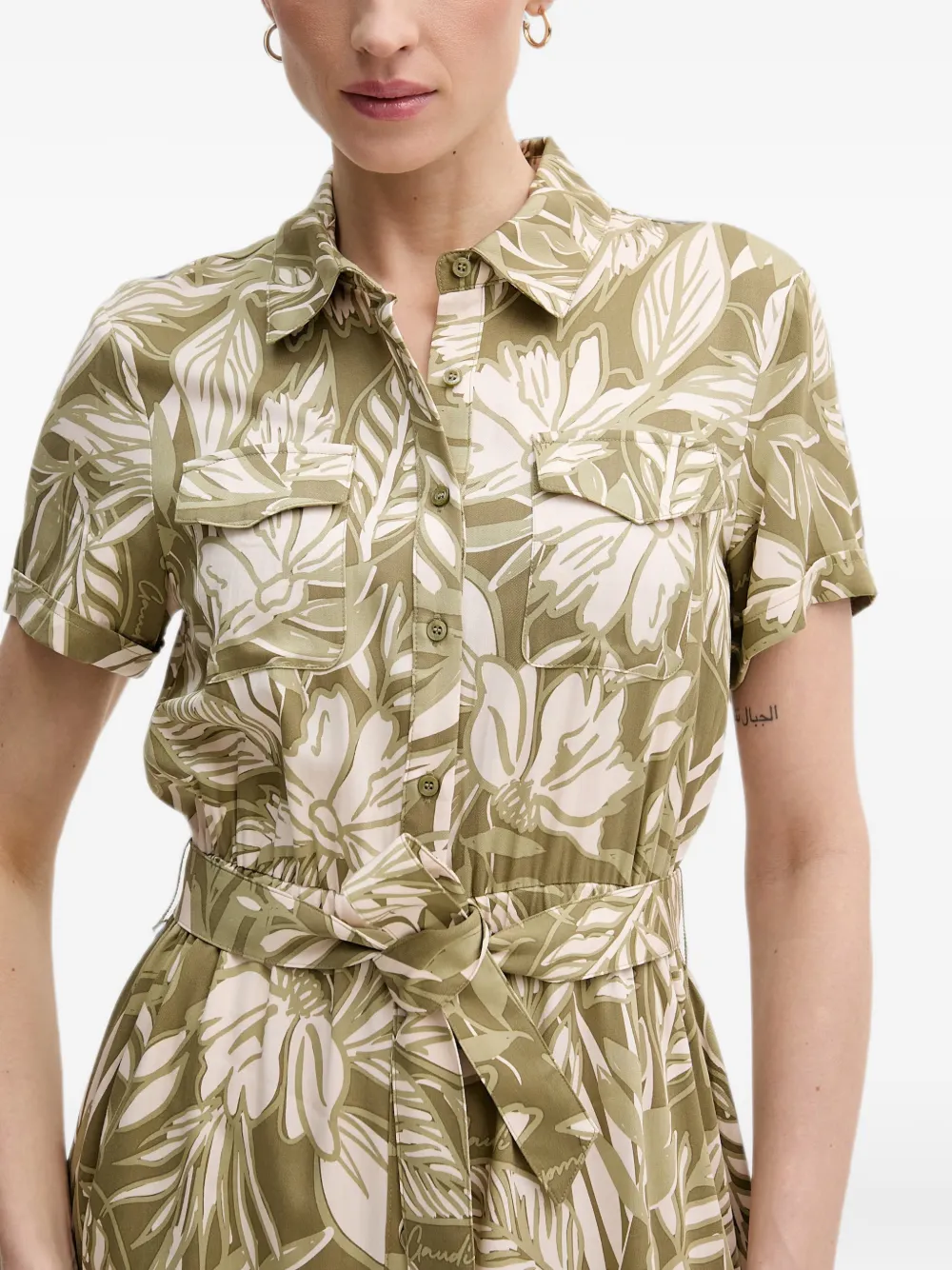 Gaudi Mini-jurk met bloemenprint en ceintuur Groen